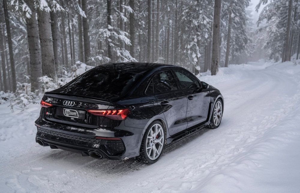 Black Audi RS3 In Snow