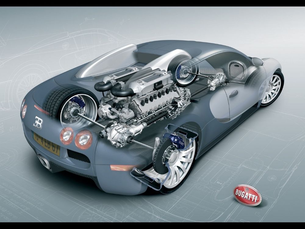 Bugatti Veyron quad-turbo W16 engine 