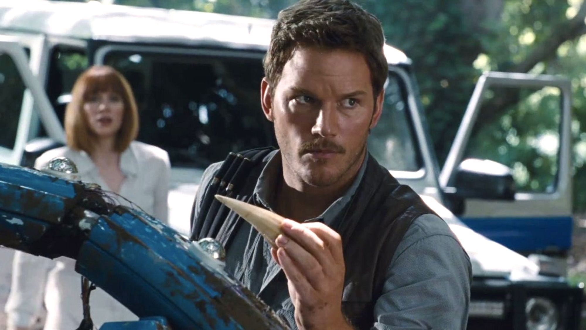 Chris Pratt in a still from Jurassic World