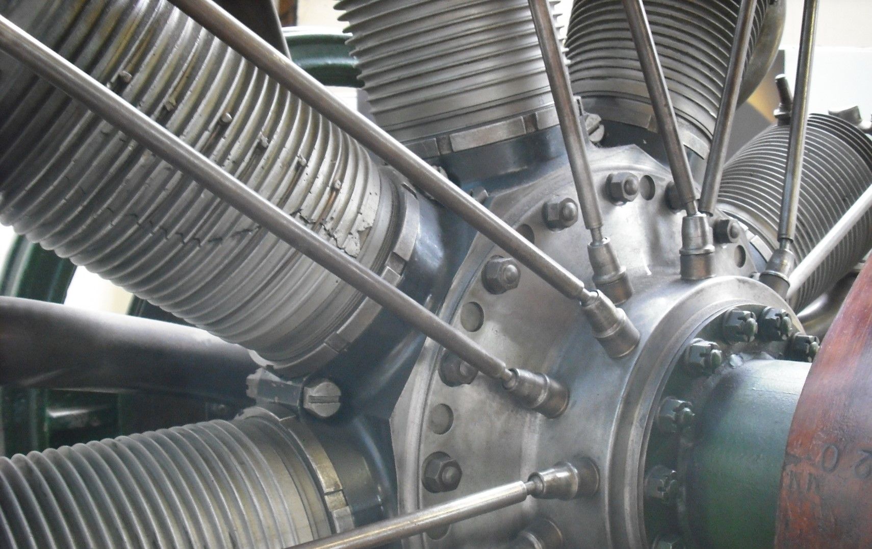 A Clerget 9 aviation engine with pushrods