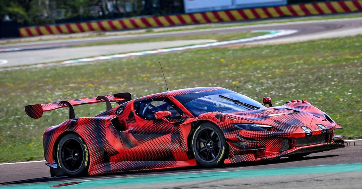 Ferrari-296-GT3-Racecar-(Red)-Testing-On-Track---Side