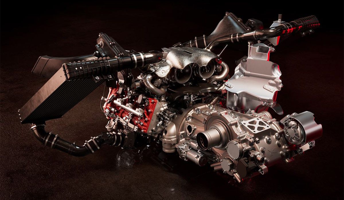 Ferrari-296-GT3-Racecar-Powertrain-&-DriveTrain--(Engine-&-Transmission)---Side