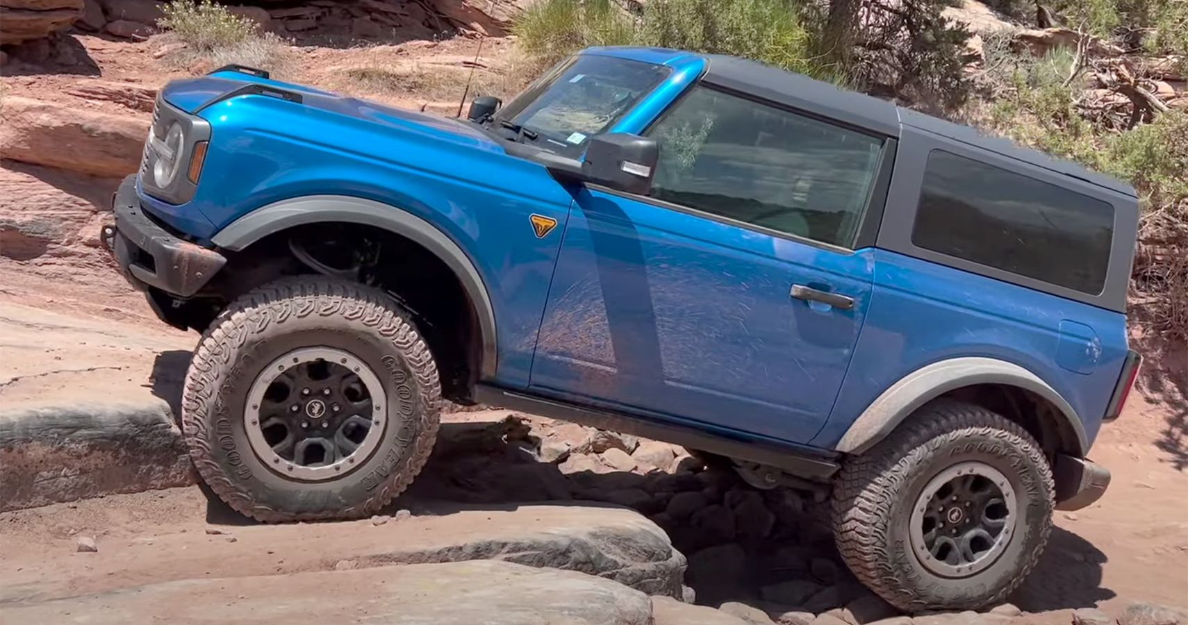 blue Ford Bronco Badlands in Moab Utah