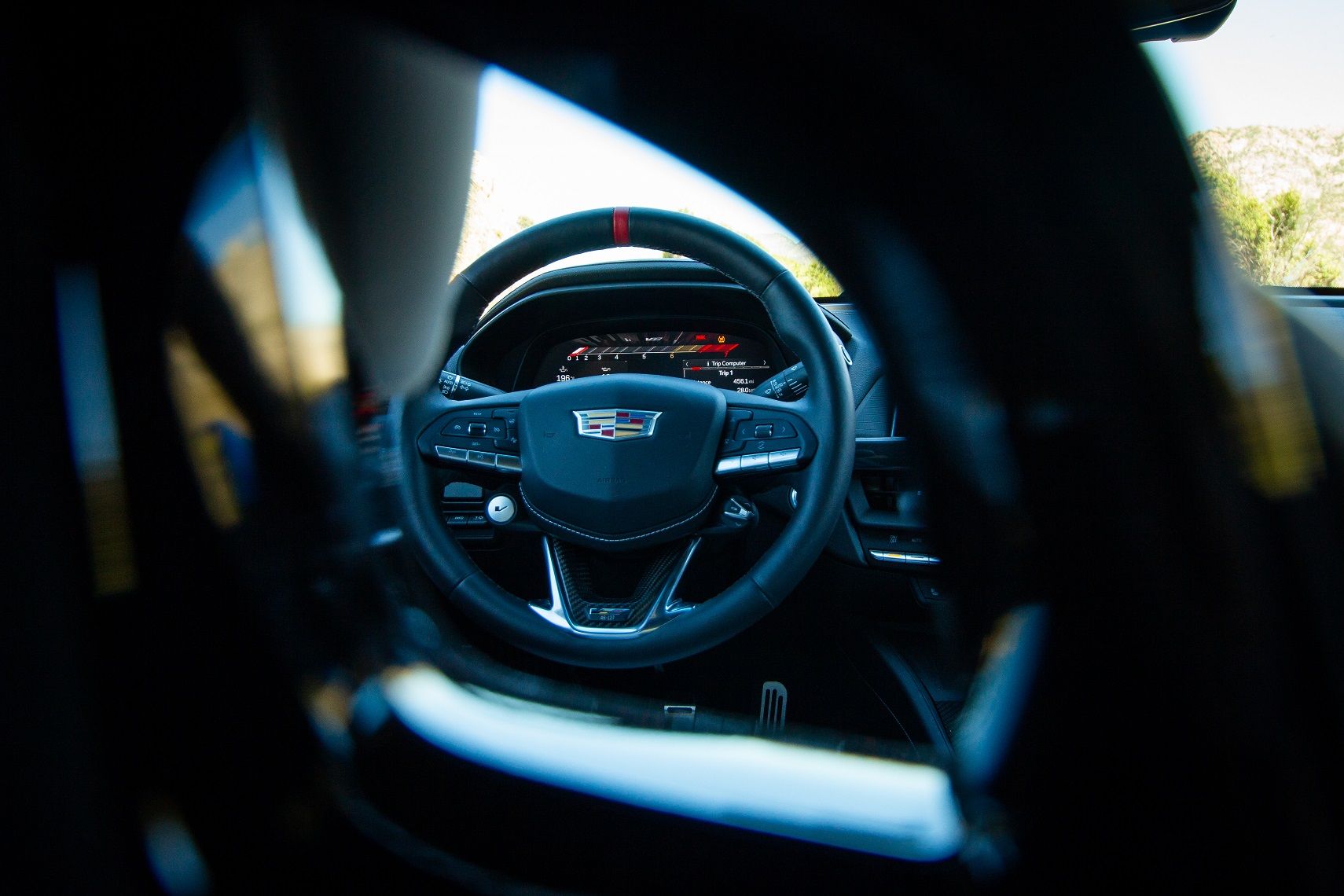 2022 Cadillac CT4-V Blackwing review HotCars.com steering wheel