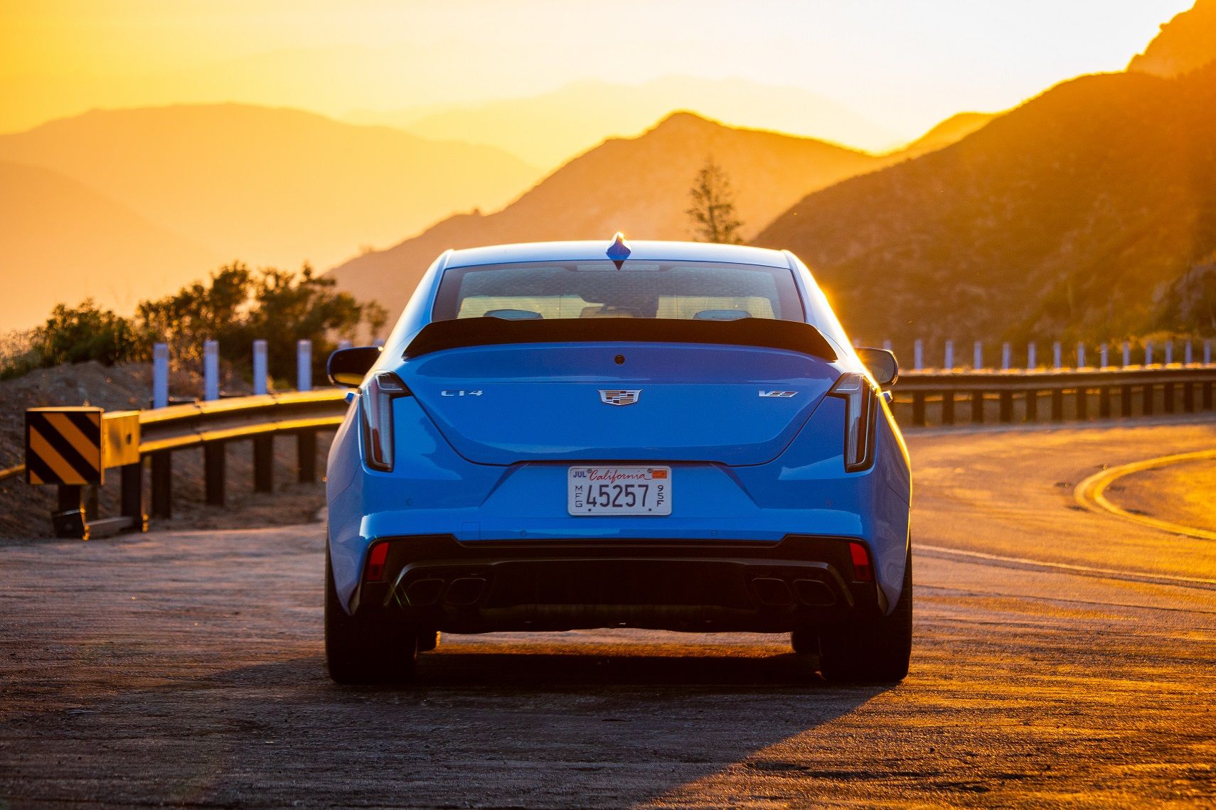 2022 Cadillac CT4-V Blackwing review HotCars.com Electric Blue rear view