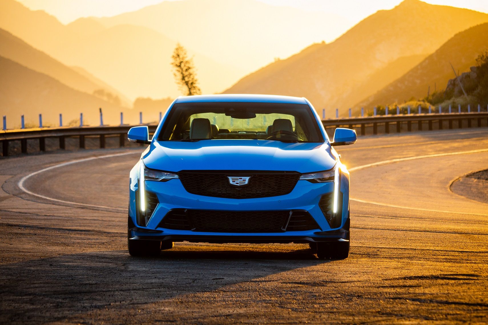 2022 Cadillac CT4-V Blackwing review HotCars.com Electric Blue front end