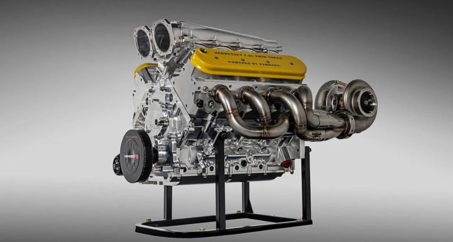 Hennessey Venom F5 7.6-Liter Fury Twin-Turbocharged V8 Engine - 1817 HP