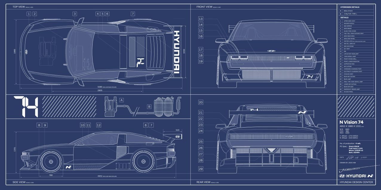 Hyundai N Vision 74 Concept Sketches