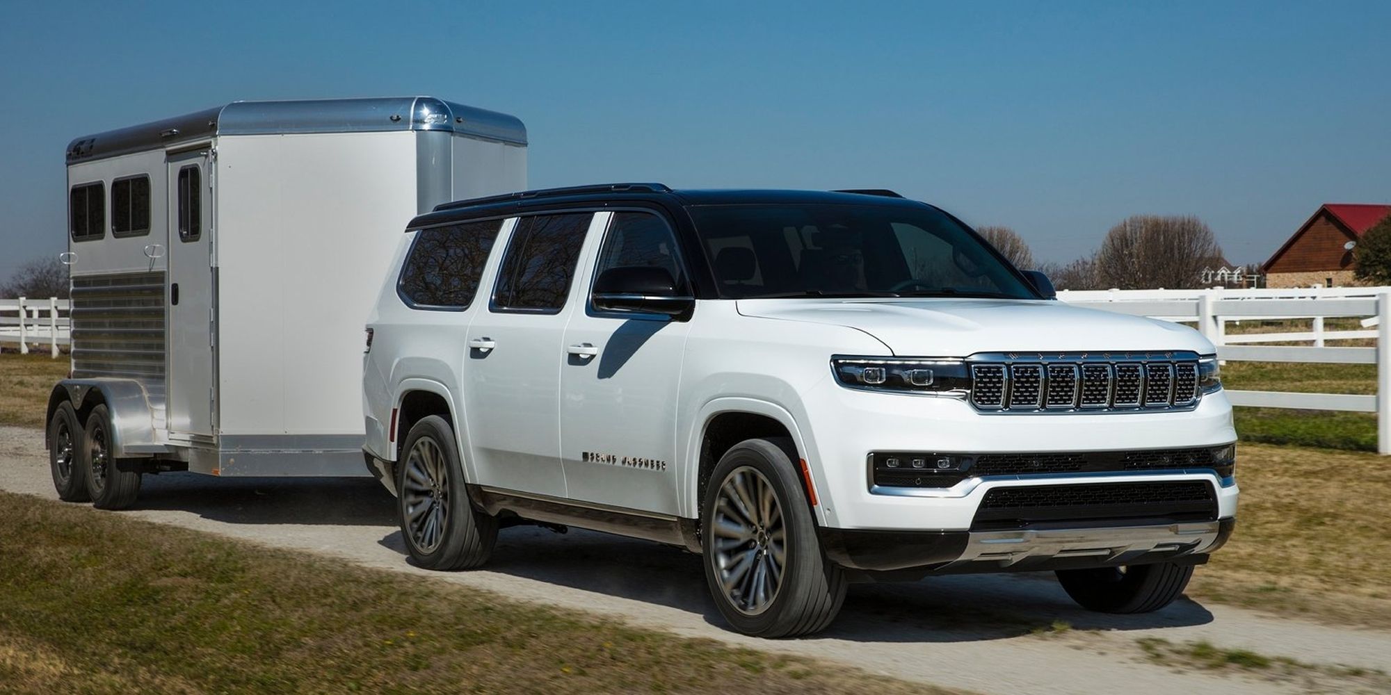 Jeep Grand Wagoneer L White Towing