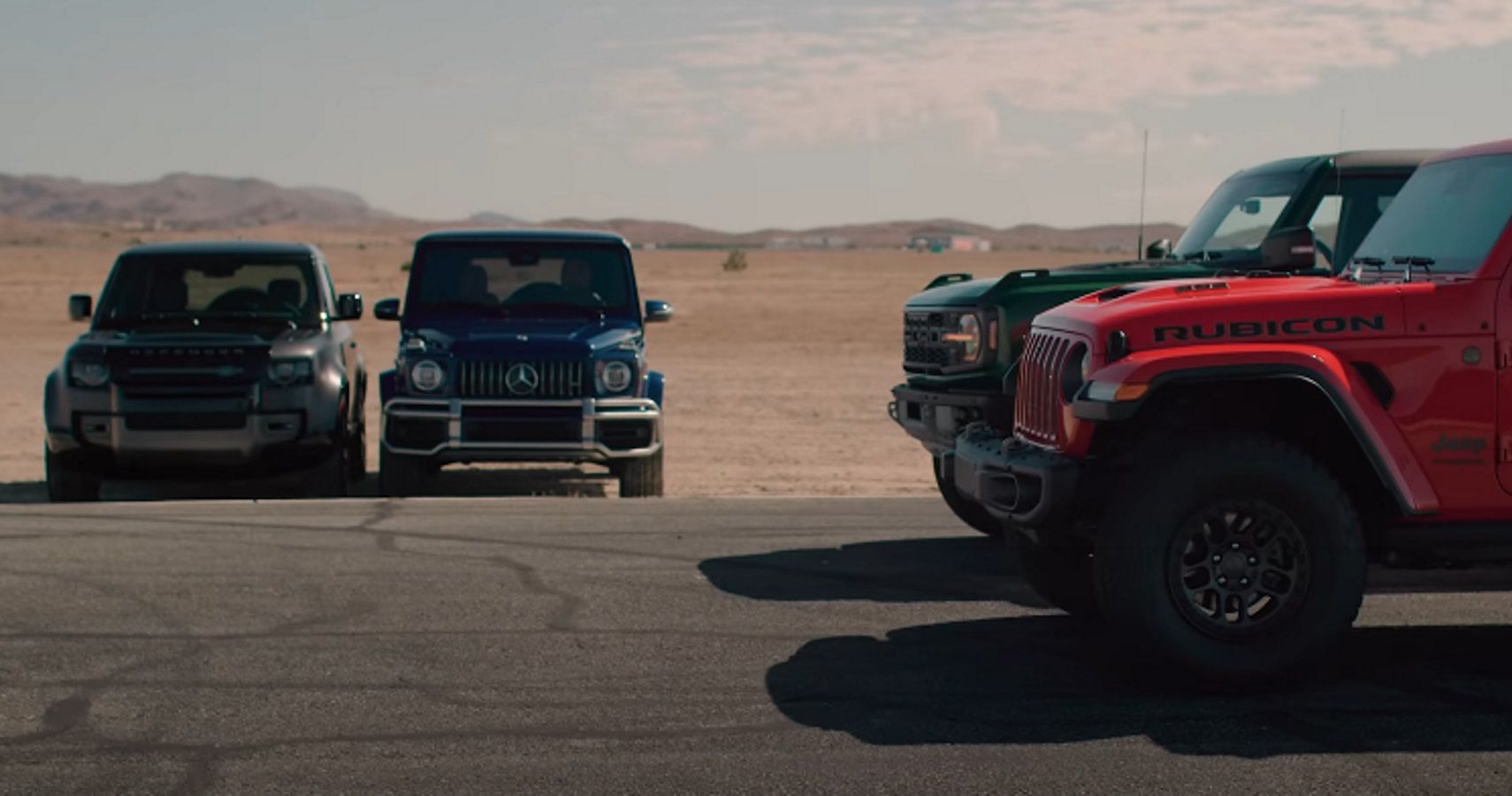 SUV showdown with a Land Rover Defender, Mercedes-AMG G63, Ford Bronco Raptor and Jeep Wrangler Rubicon 392