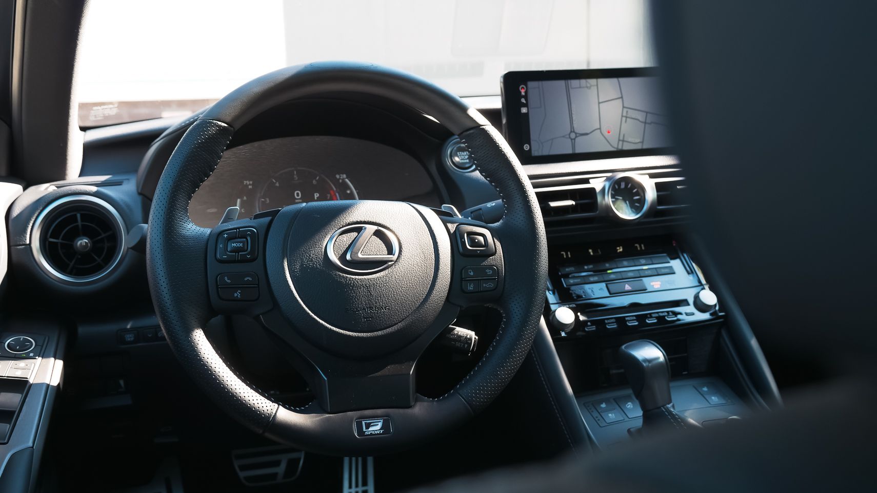  2022 Lexus IS350 F SPORT steering wheel and dash
