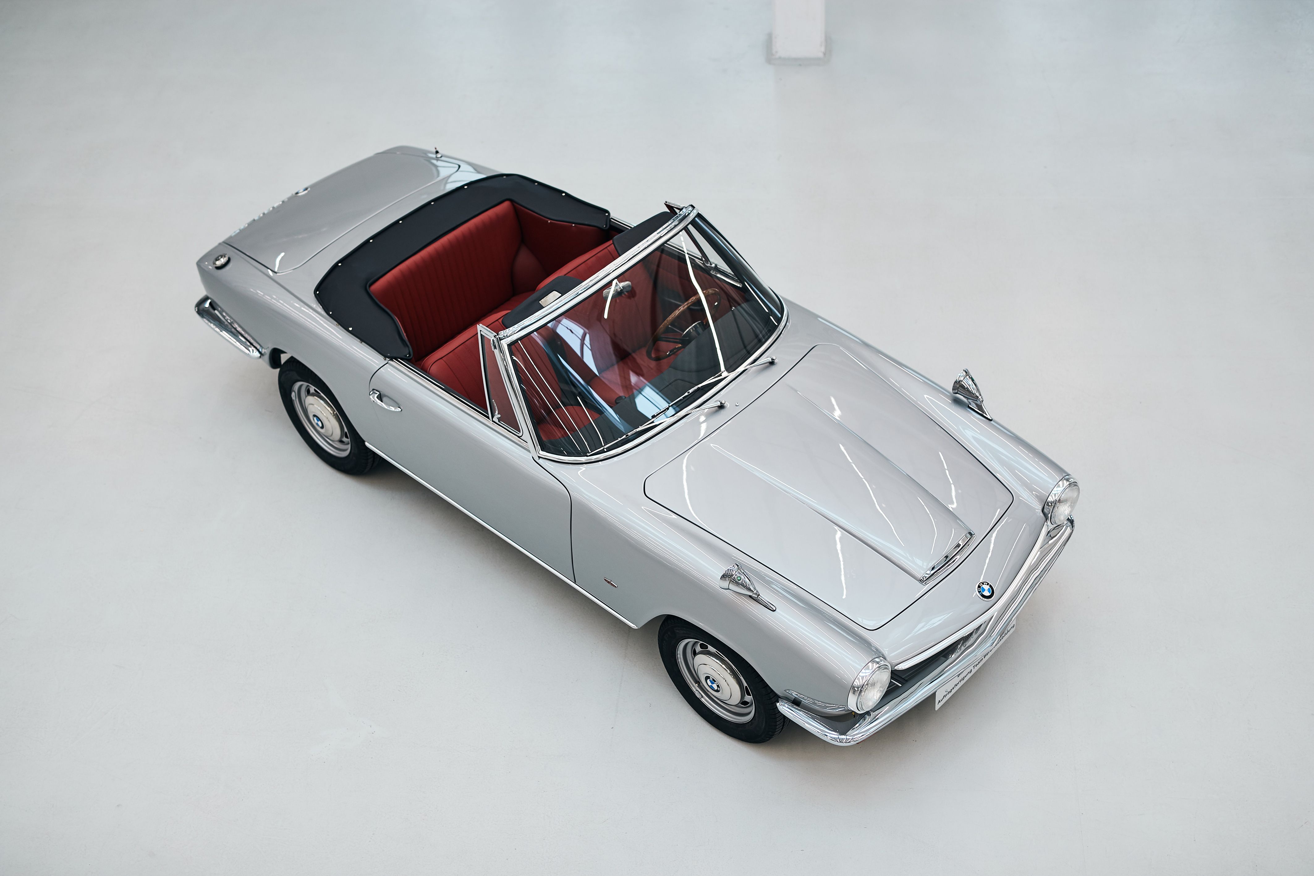 Silver 1964 BMW 1600 GT Convertible roof view