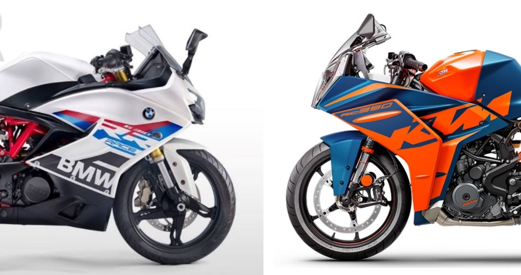 BMW G 310 RR and KTM RC 390 side profiles head on