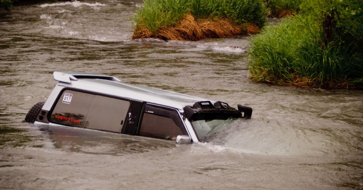 Car Submerged In Water