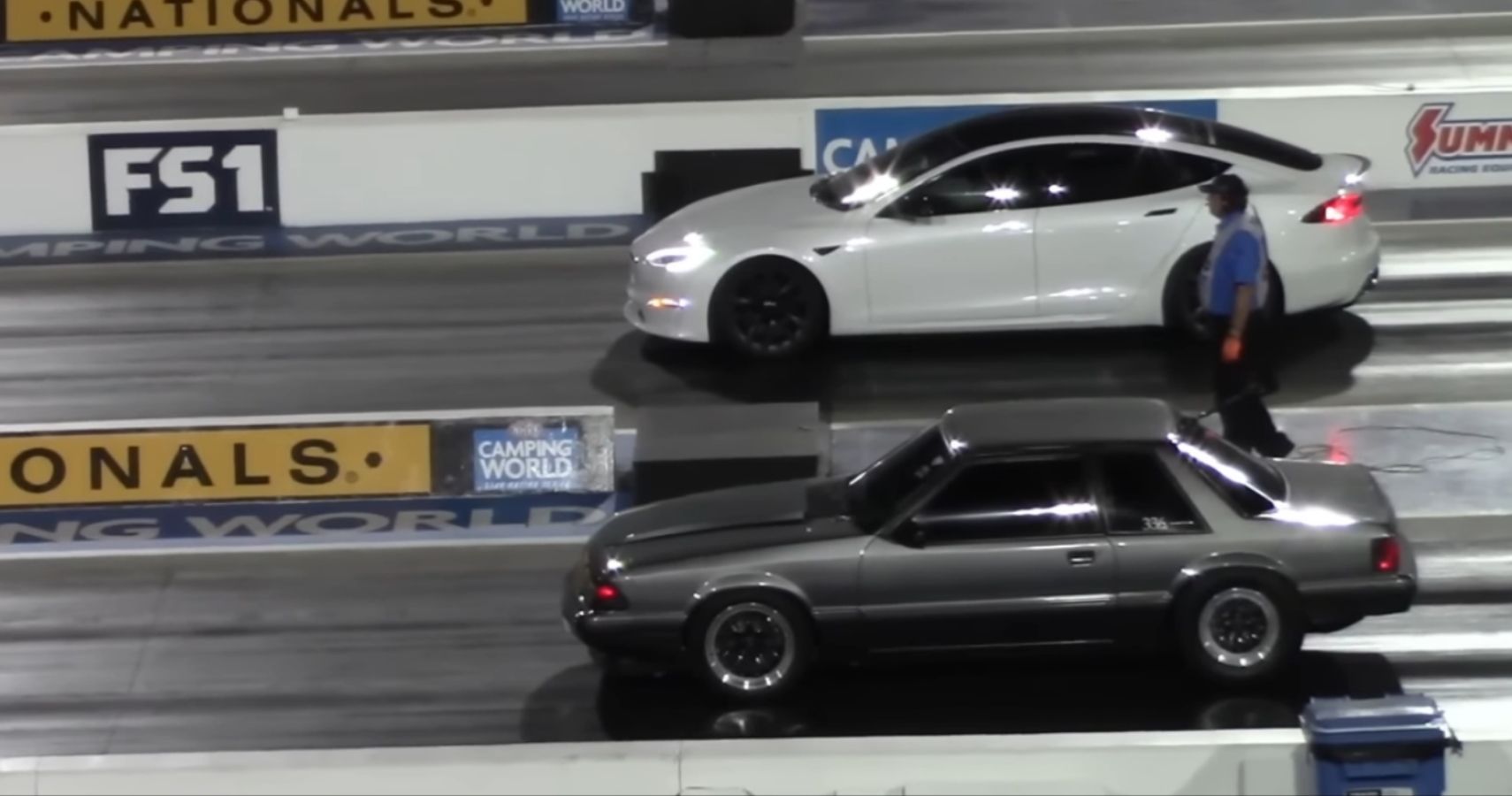 Tesla Model S Plaid Versus Corvette ZR1 Mustang Race