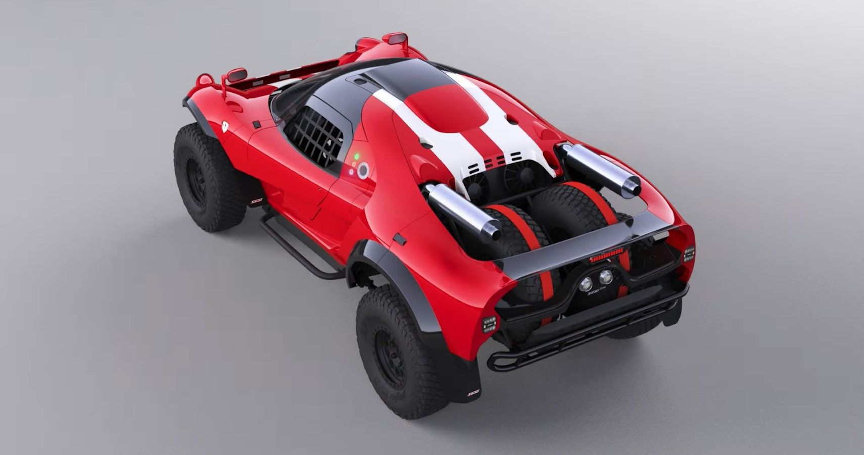 Glickenhaus 008 rear third quarter ariel view