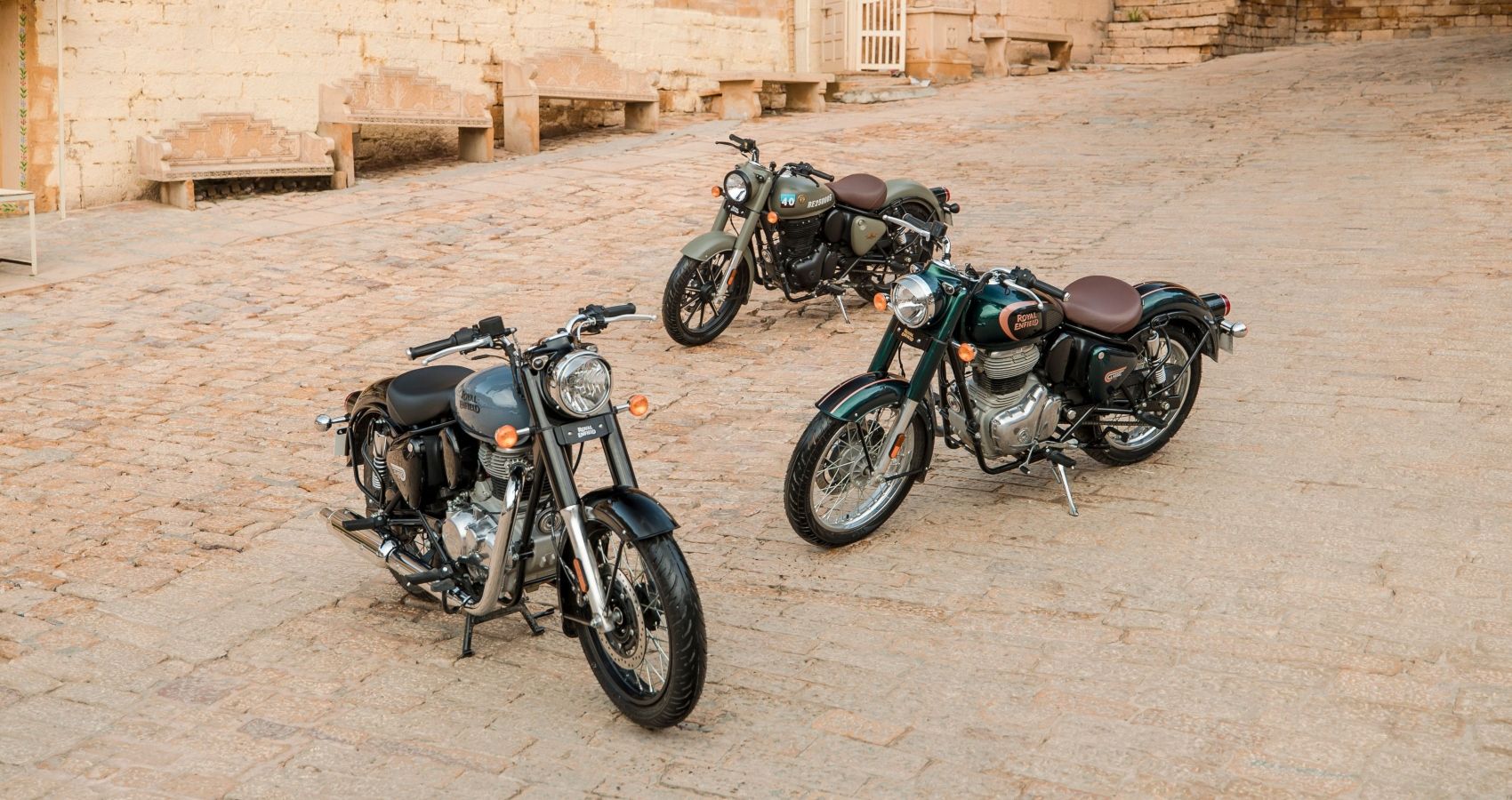 Different versions of the Indian-spec Royal Enfield Classic 350 motorcycle