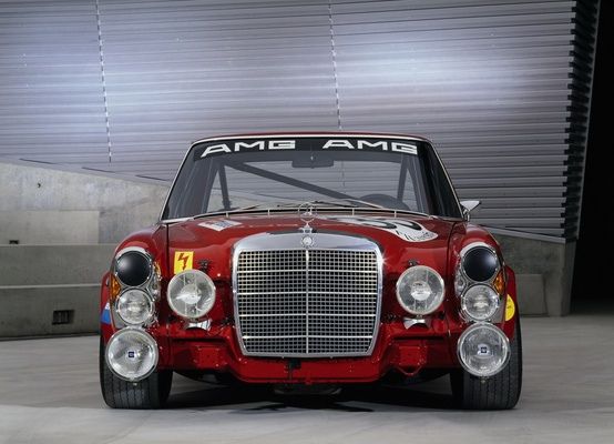 The 1971 Mercedes-Benz 300 SEL AMG front view. 