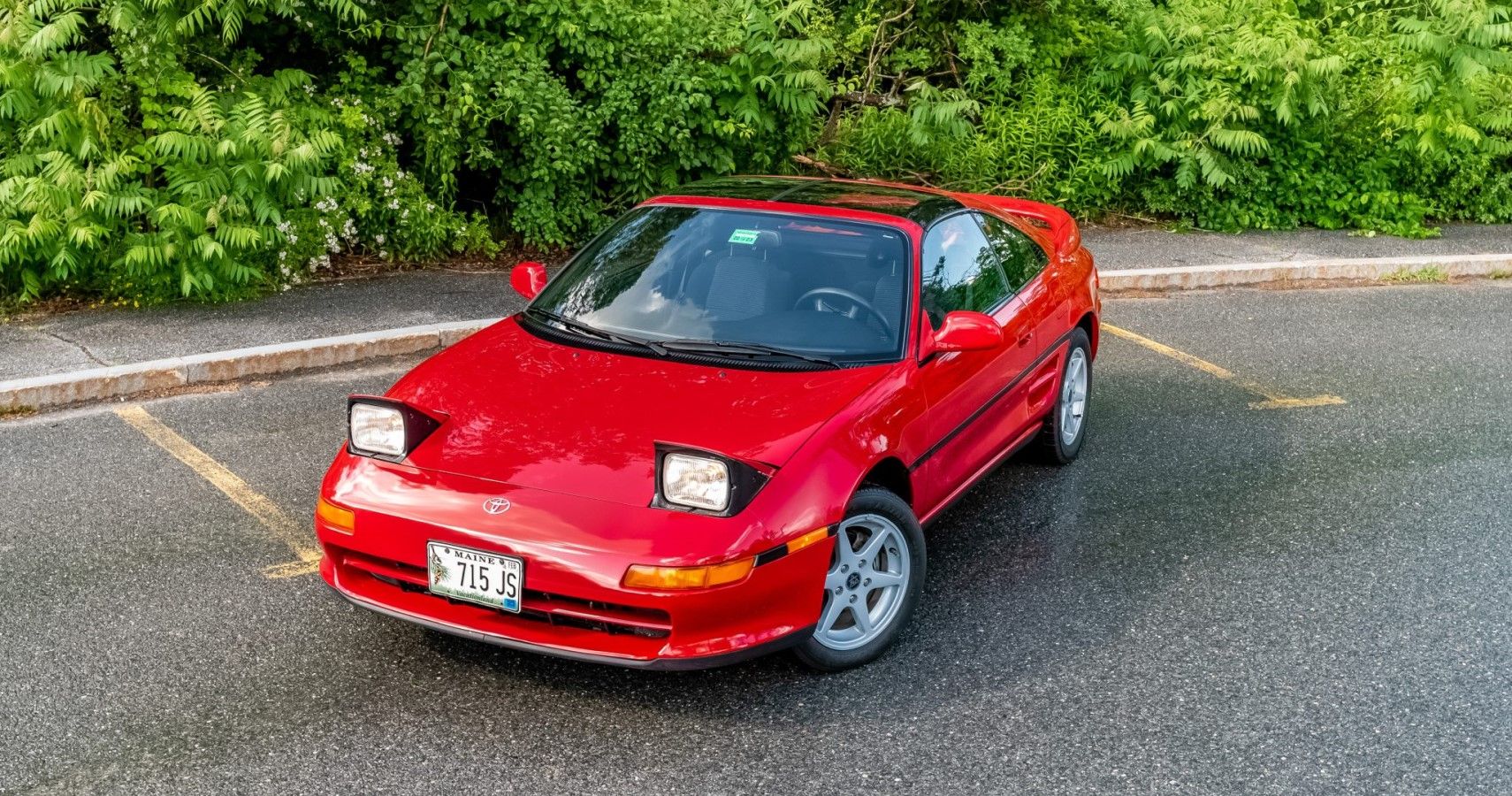 1991 Toyota MR2 in red ariel front third quarter view