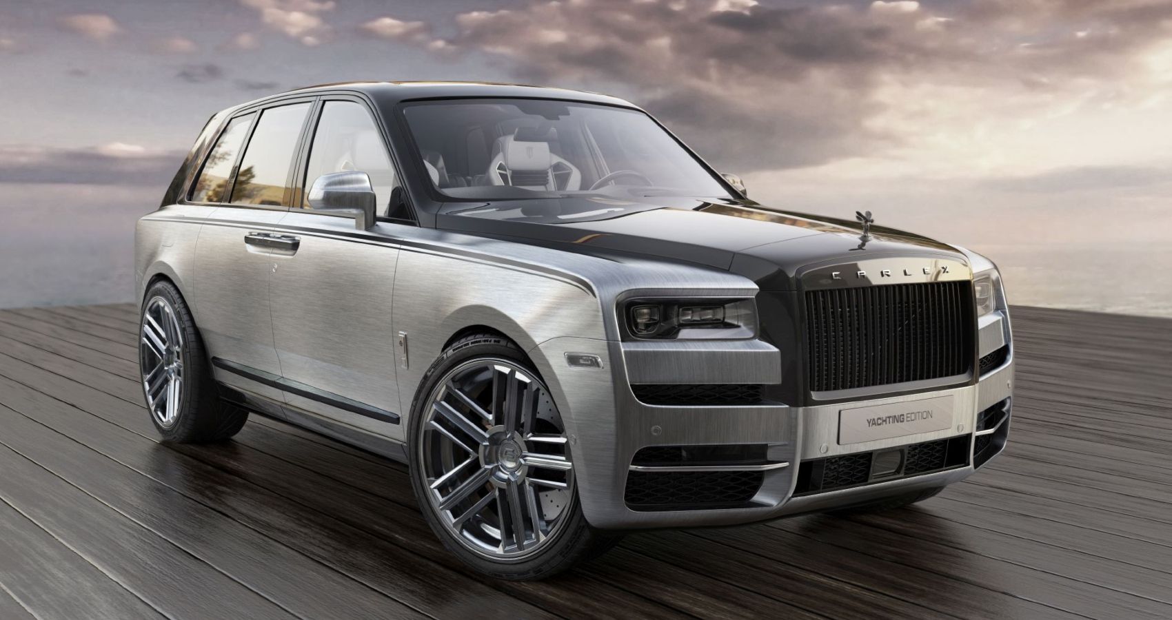 Front three quarter right view of Rolls Royce Cullinan Yachting Edition by Carlex Design