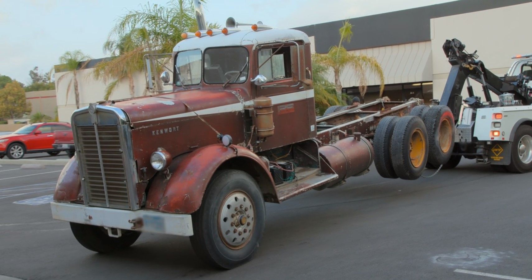 1957 Kenworth big rig being brought to Gotham Garage