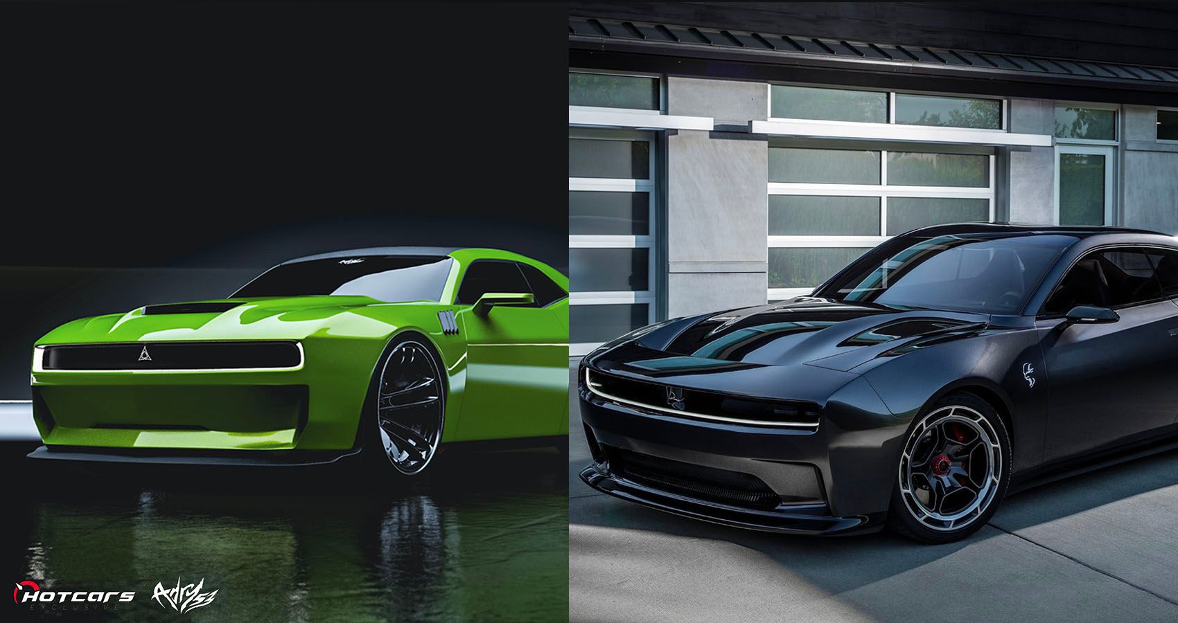 Hotcars Render vs Dodge: Charger Daytona SRT Concept EV Muscle Car