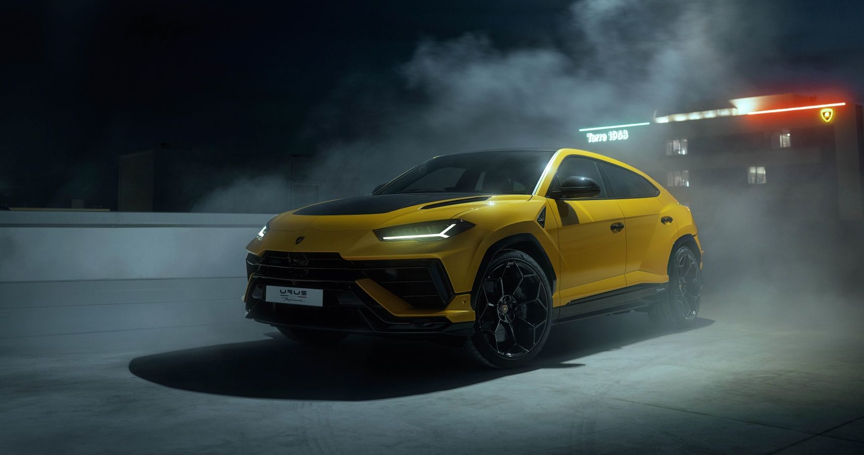 Lamborghini Urus Performante Yellow Front View At Night