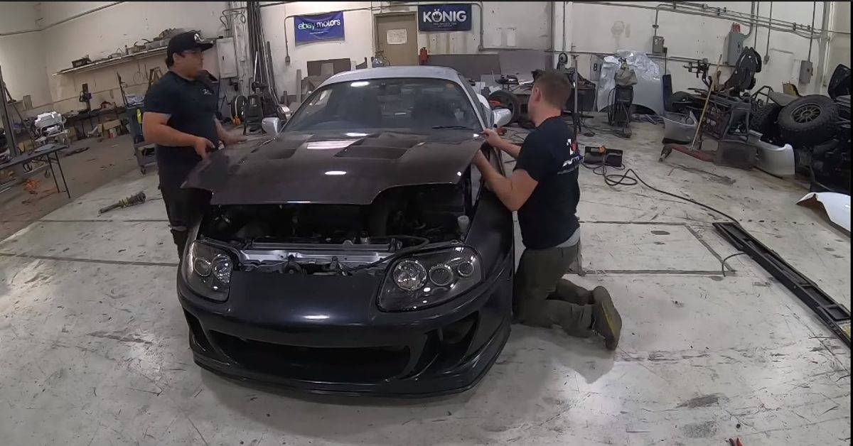 B Is For Build YouTube Channel Toyota Supra Mk4 Hood Install