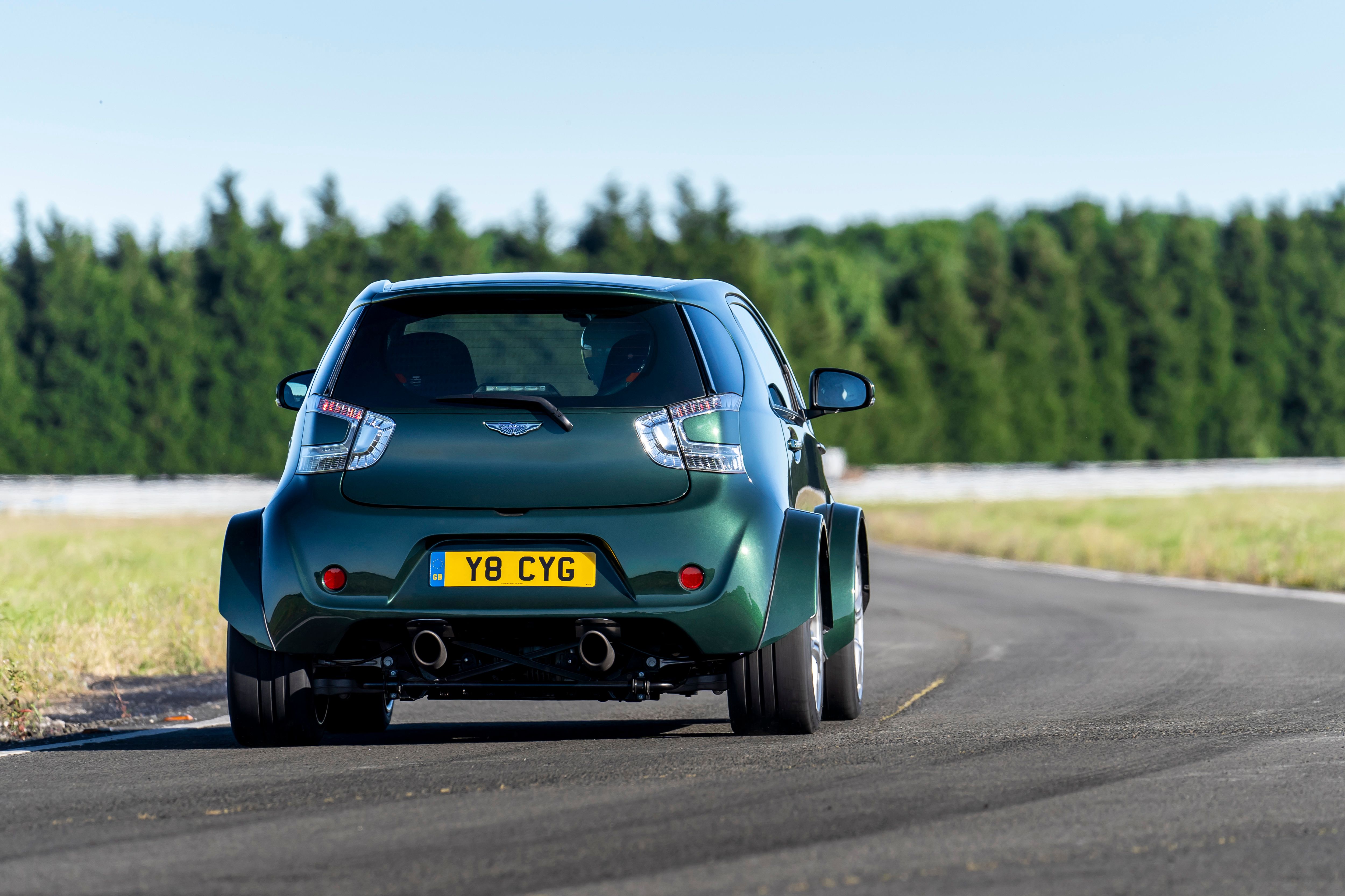 The rear end of the Aston Martin Cygnet.