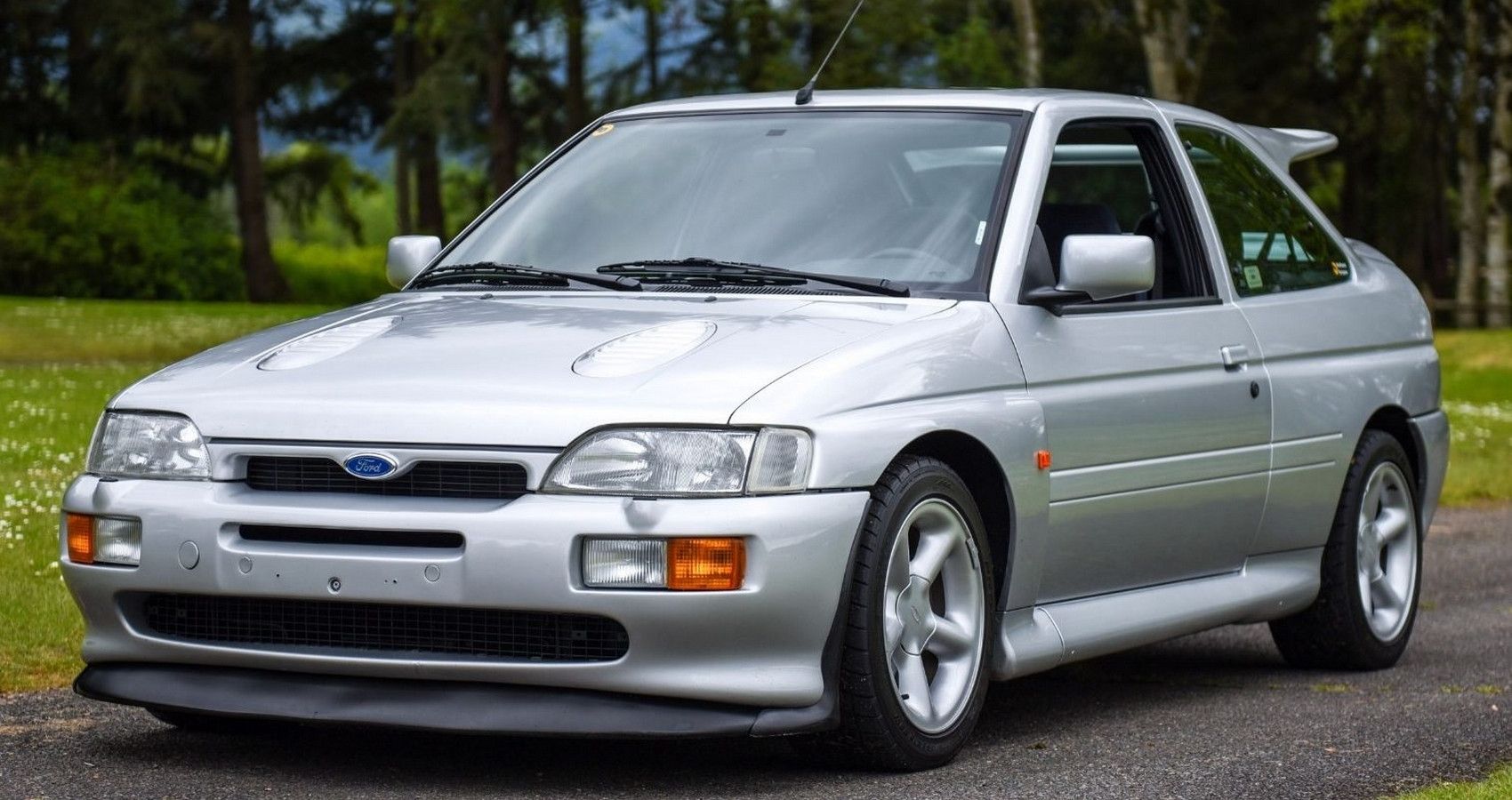 Silver Escort RS Cosworth on the road