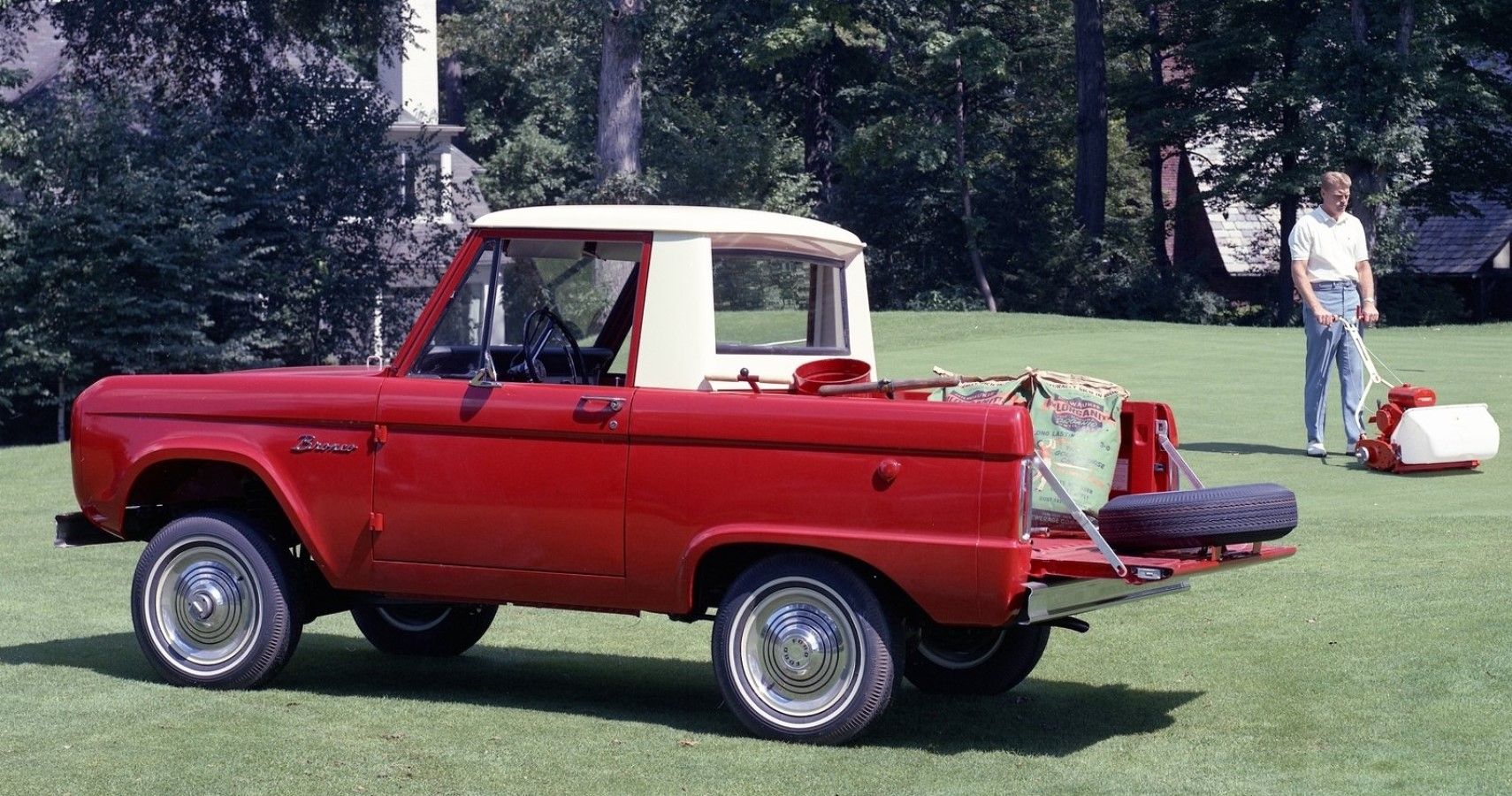 1966 Ford Bronco pickup rear third quarter view