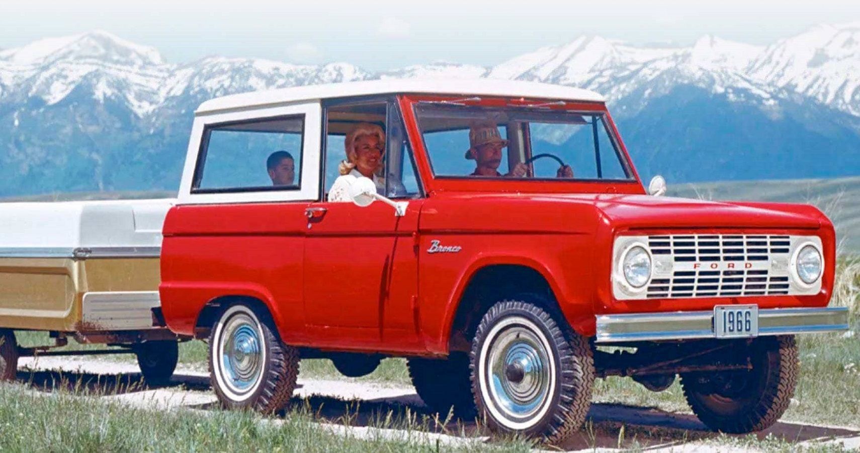 Classic red Ford Bronco