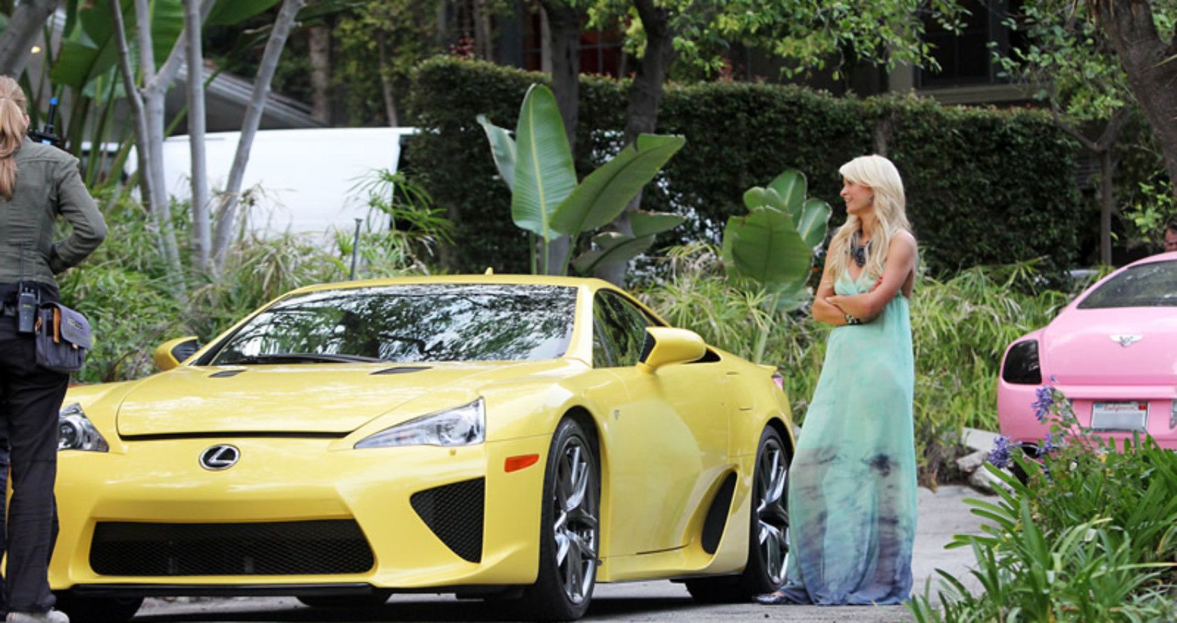 Paris Hilton With Her Banana Yellow Lexus LFA