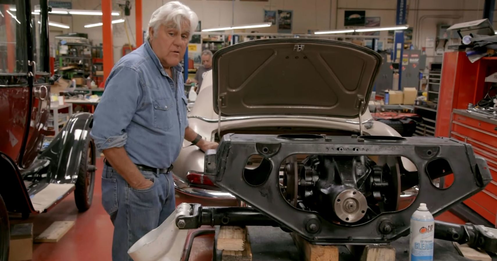 Jay Leno Jaguar XKE Restoration With Leno Checking Out Rear End