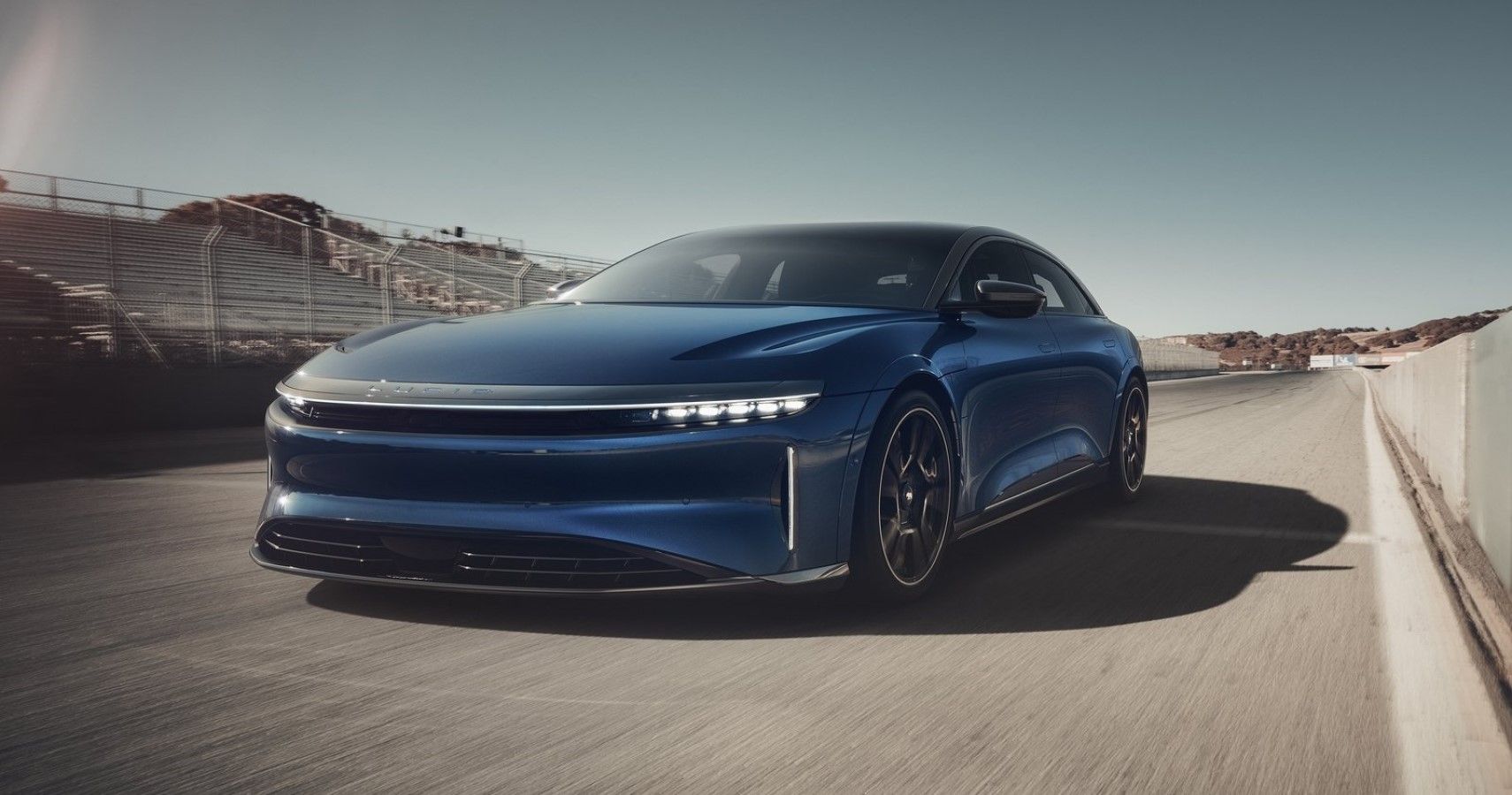 Lucid Air Sapphire accelerating front third quarter view