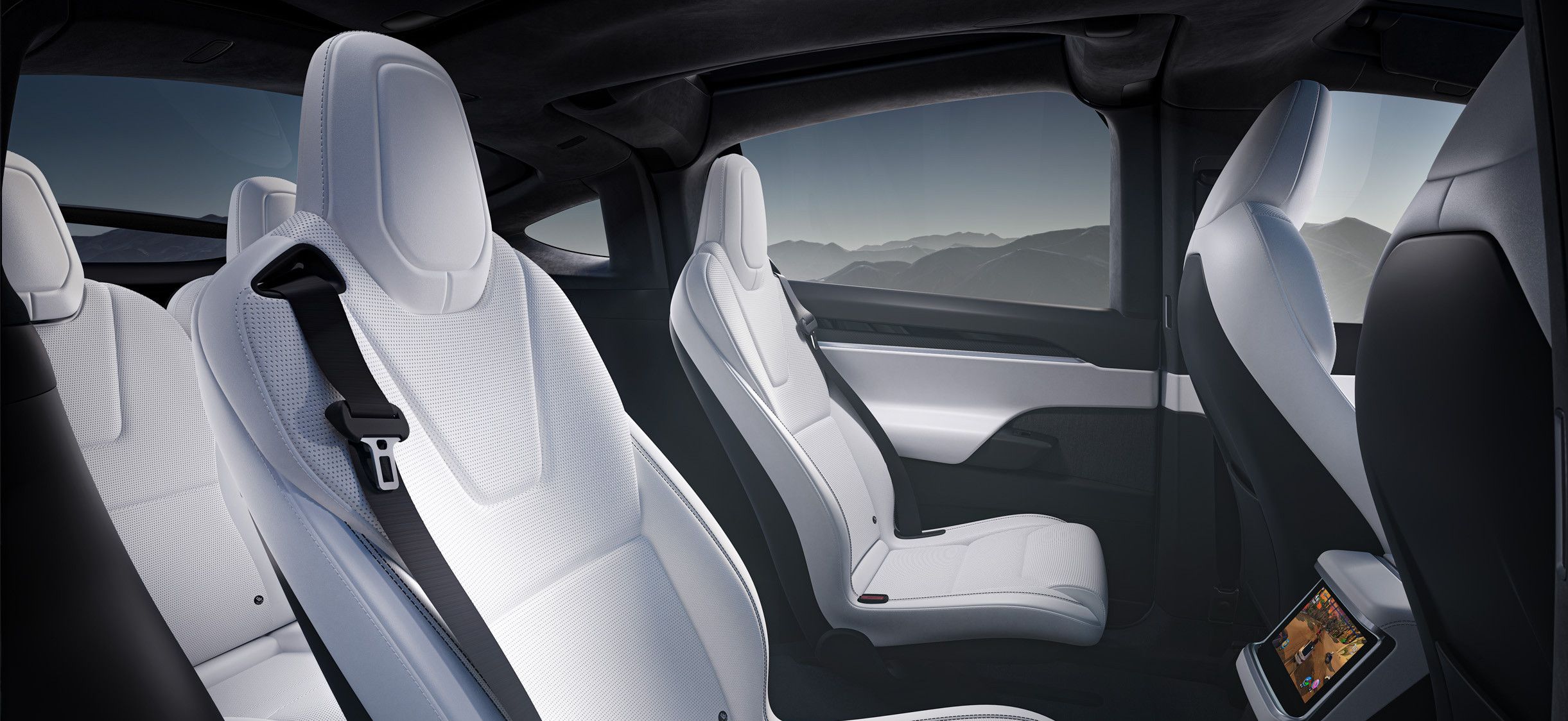 The seats of the Tesla Model X Plaid. 