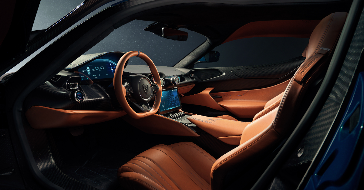 A detailed look into the interior of the Rimac Nevera. 