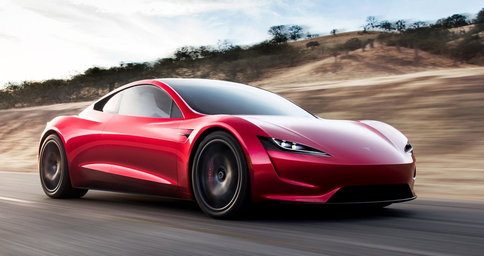 Vista lateral do Tesla Roadster