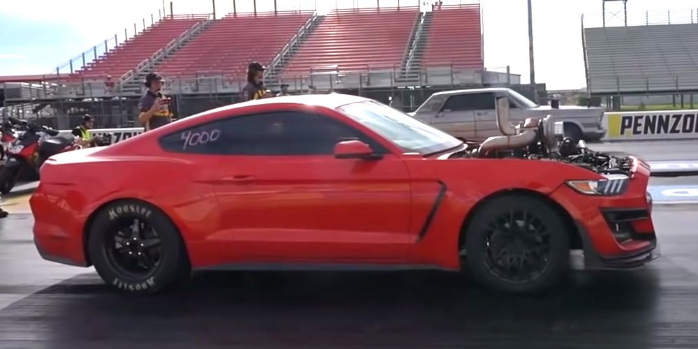 Westen Champlin races his S550 Mustang against a Ford Galaxie