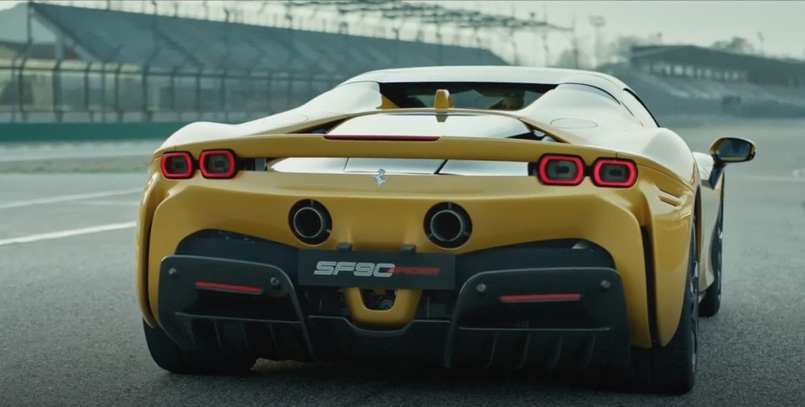 gold Ferrari SF90 Spider rear