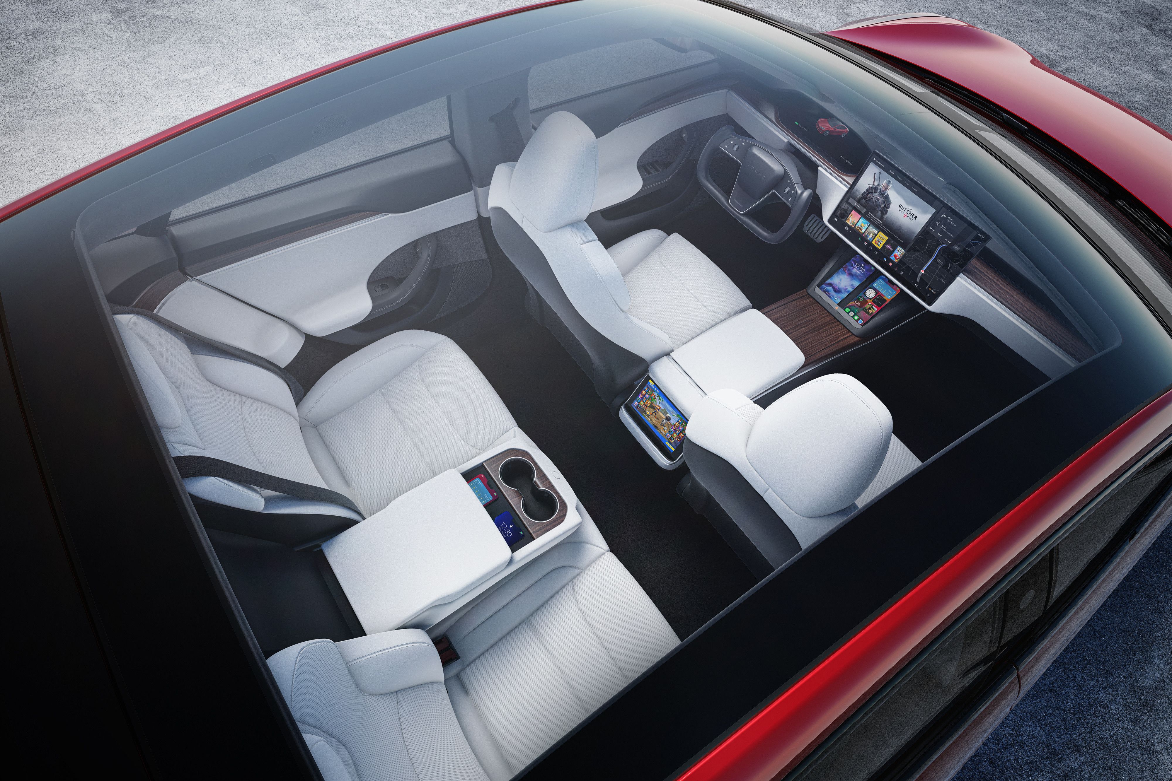 The Tesla Model S' interior on display. 