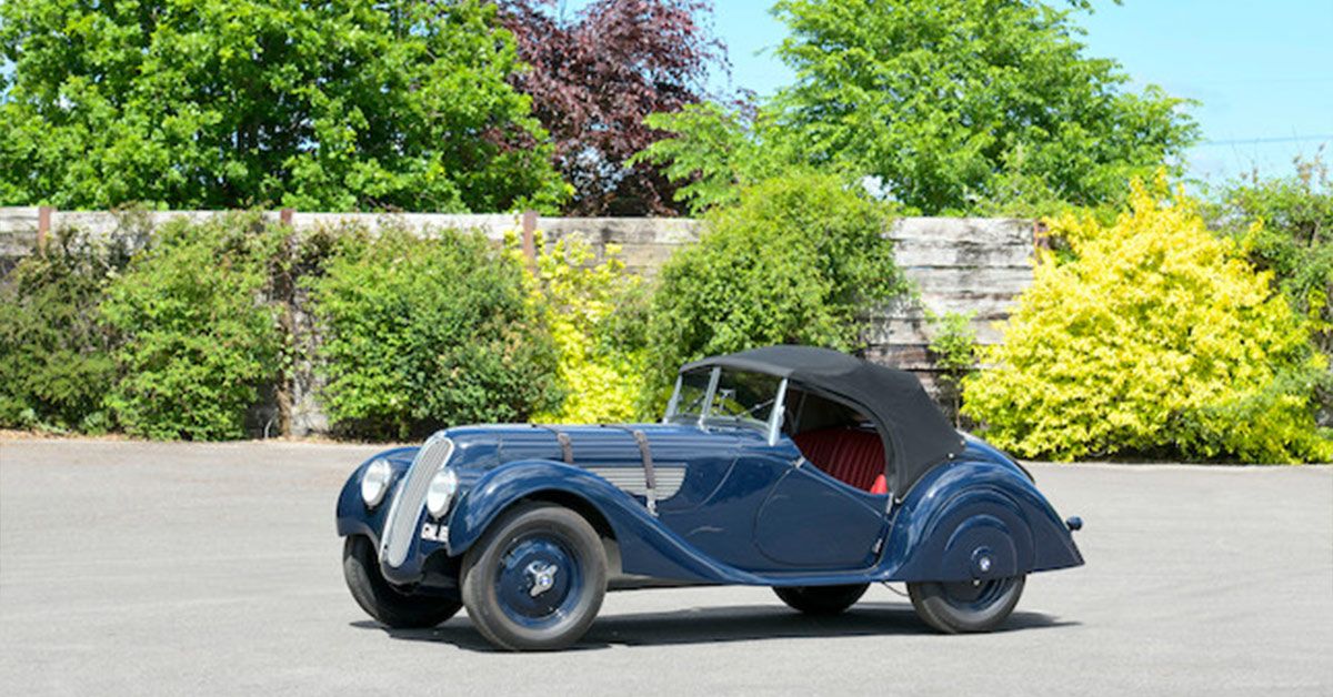 1937-Frazer-Nash-BMW-328-Sports-Roadster-(Blue)---Front-Right-With-Roof-Up