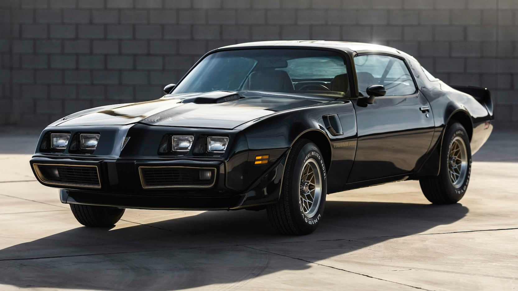 Black 1979 Pontiac Firebird Trans AM on the driveway