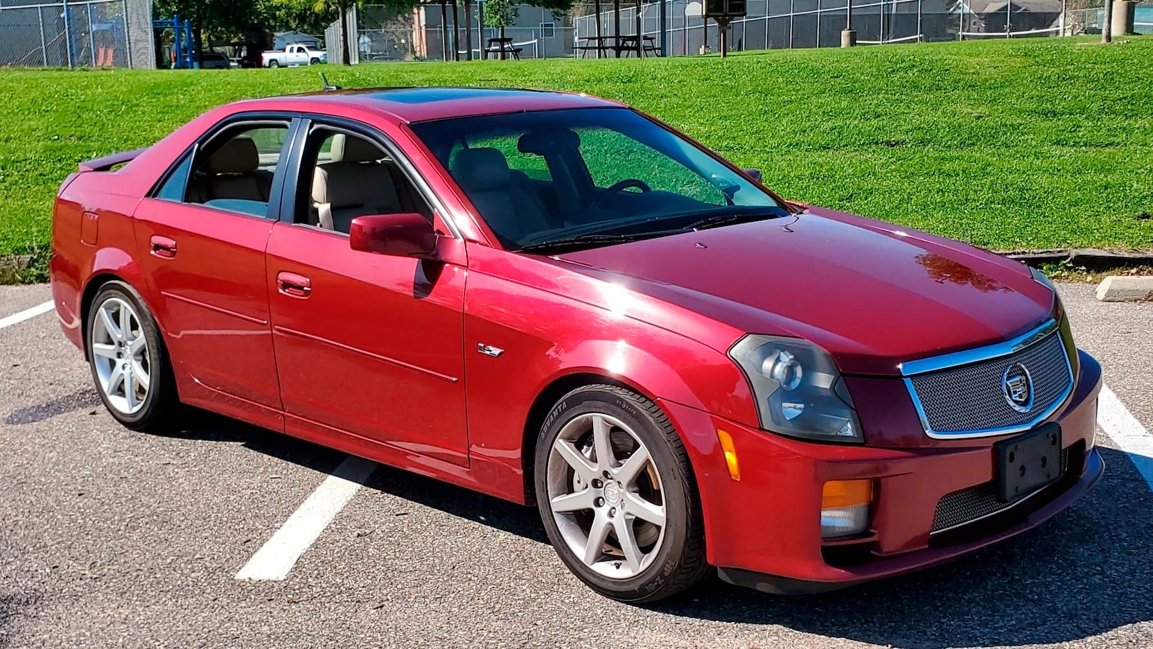 Red 2005 Cadillac CTS-V parked