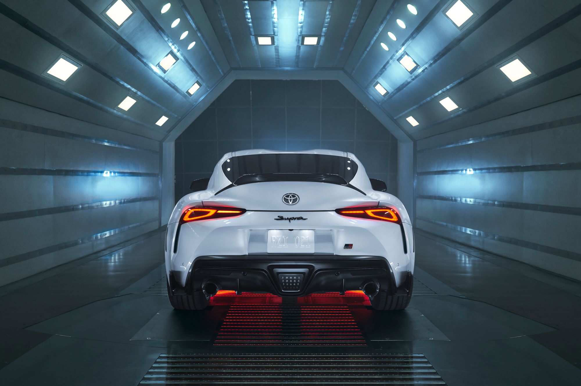 The rear end of the Toyota GR Supra. 