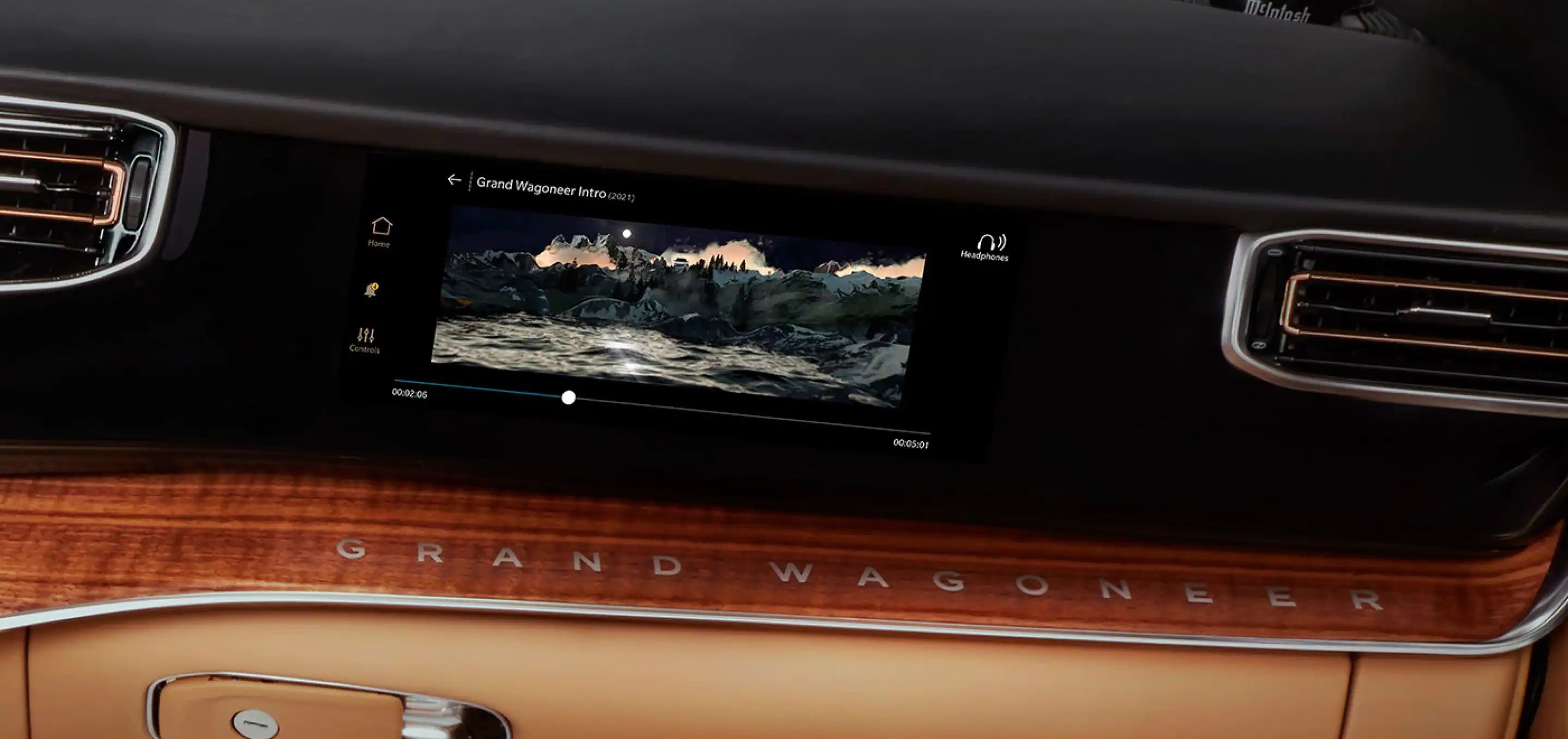 A display in the 2022 Jeep Grand Wagoneer's interior.