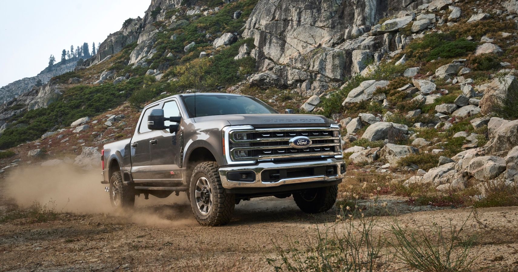 2023-Ford-Super-Duty-F-250-Tremor-Off-Road-Package-Front-View-Up-A-Hill-1