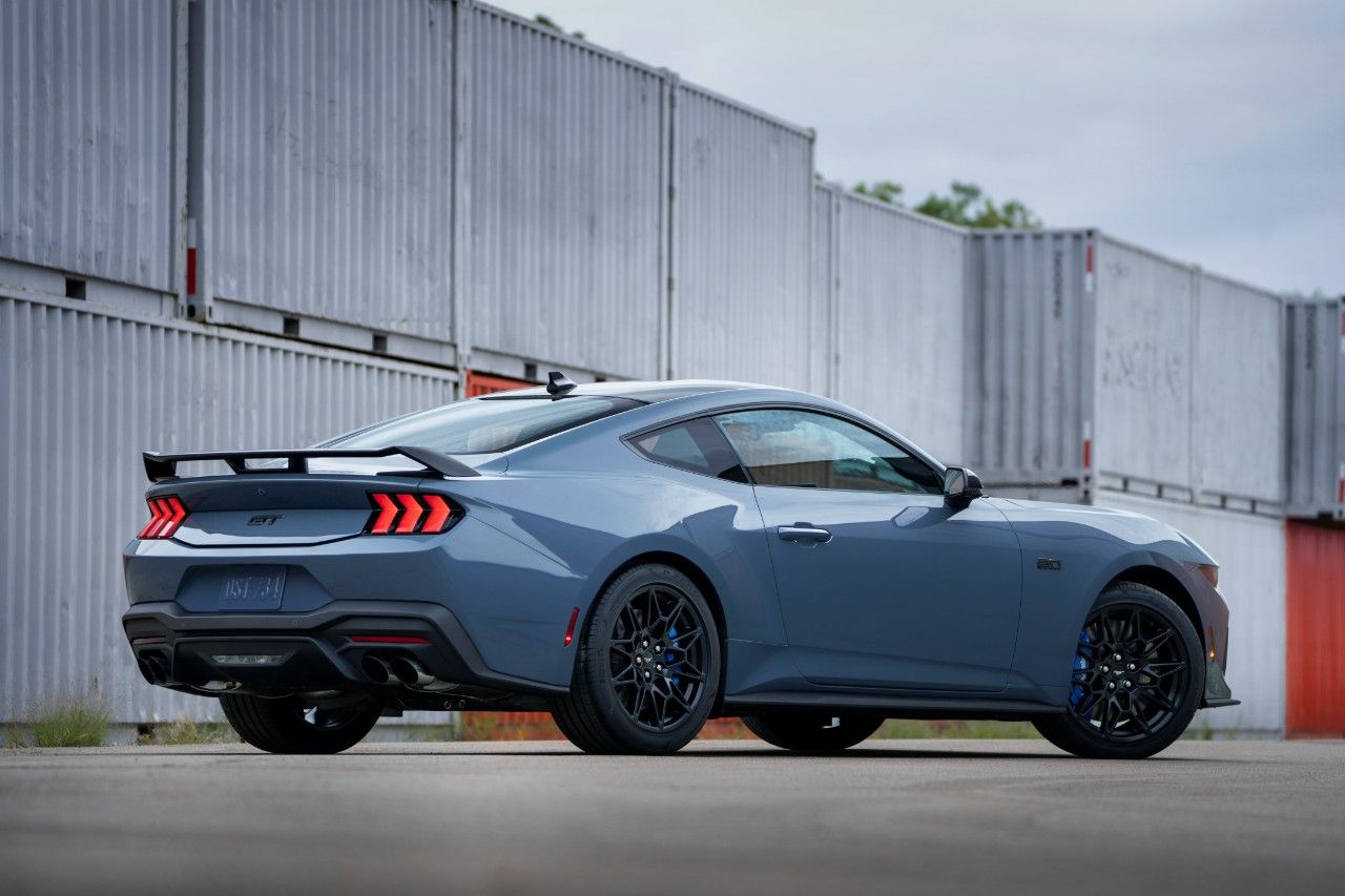 Rear quarter shot of 24 Ford Mustang GT in Grey
