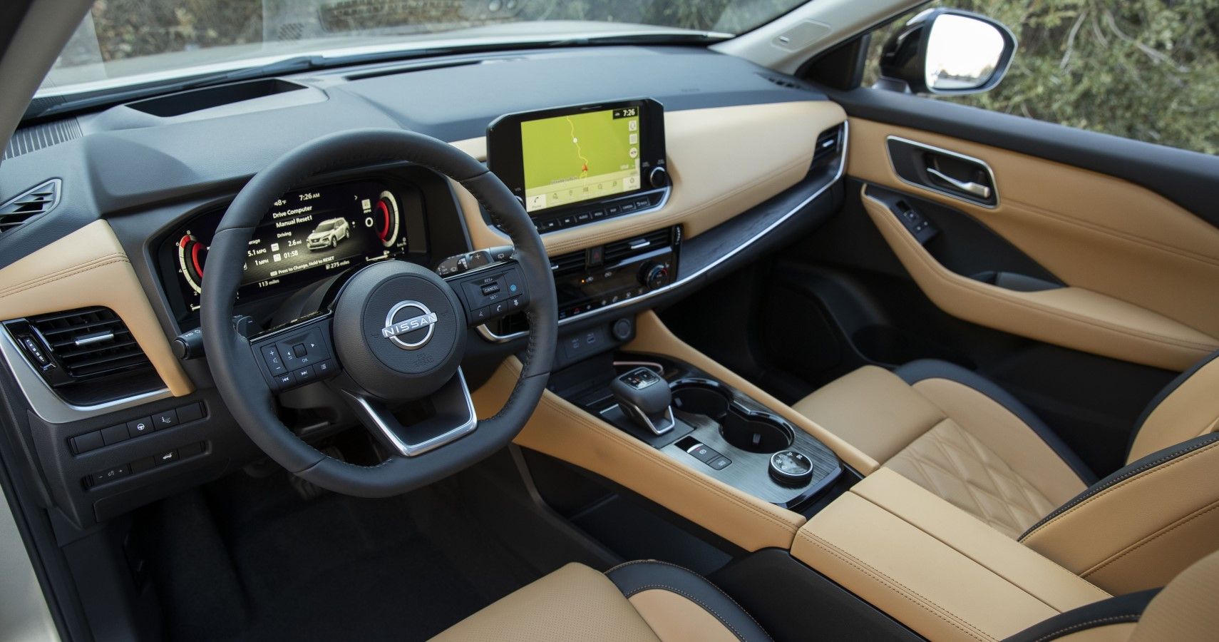 2023 Nissan Rogue dual-tone interior layout view