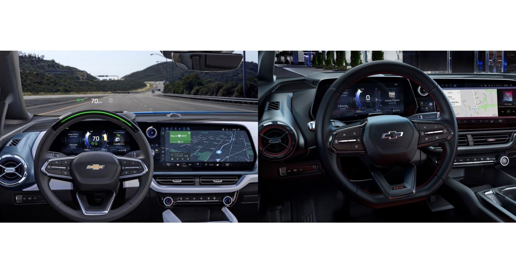 Interior comparison of 2024 Chevrolet Equinox EV 3LT and 2024 Chevrolet Equinox EV 3RS